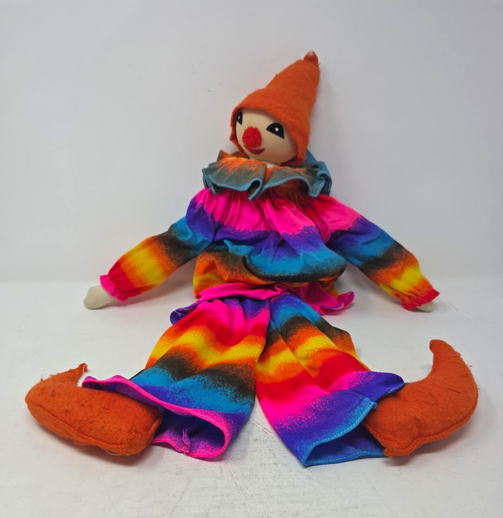 Trefort Design Colorful Rainbow Clown Doll Plush Jester Made in Taiwan